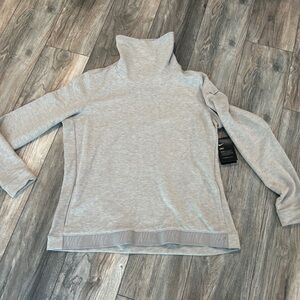 Nike Fleece Sweatshirt Hoodie Women's XL Funnel Neck Pocket Graphic Swoosh Gray